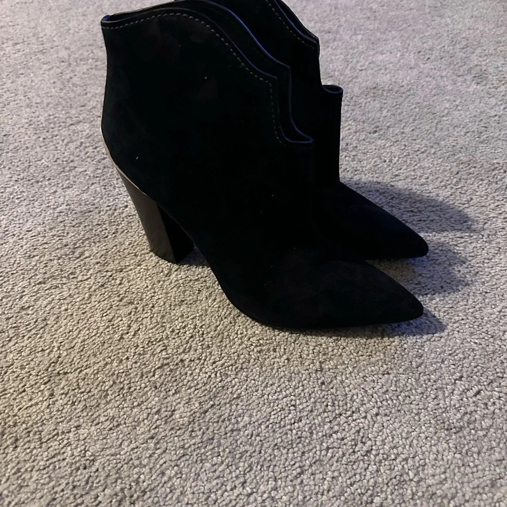 Sigerson‎ Morrison  Black Suede Western Ankle Bootie Boot Women’s Size 9.5